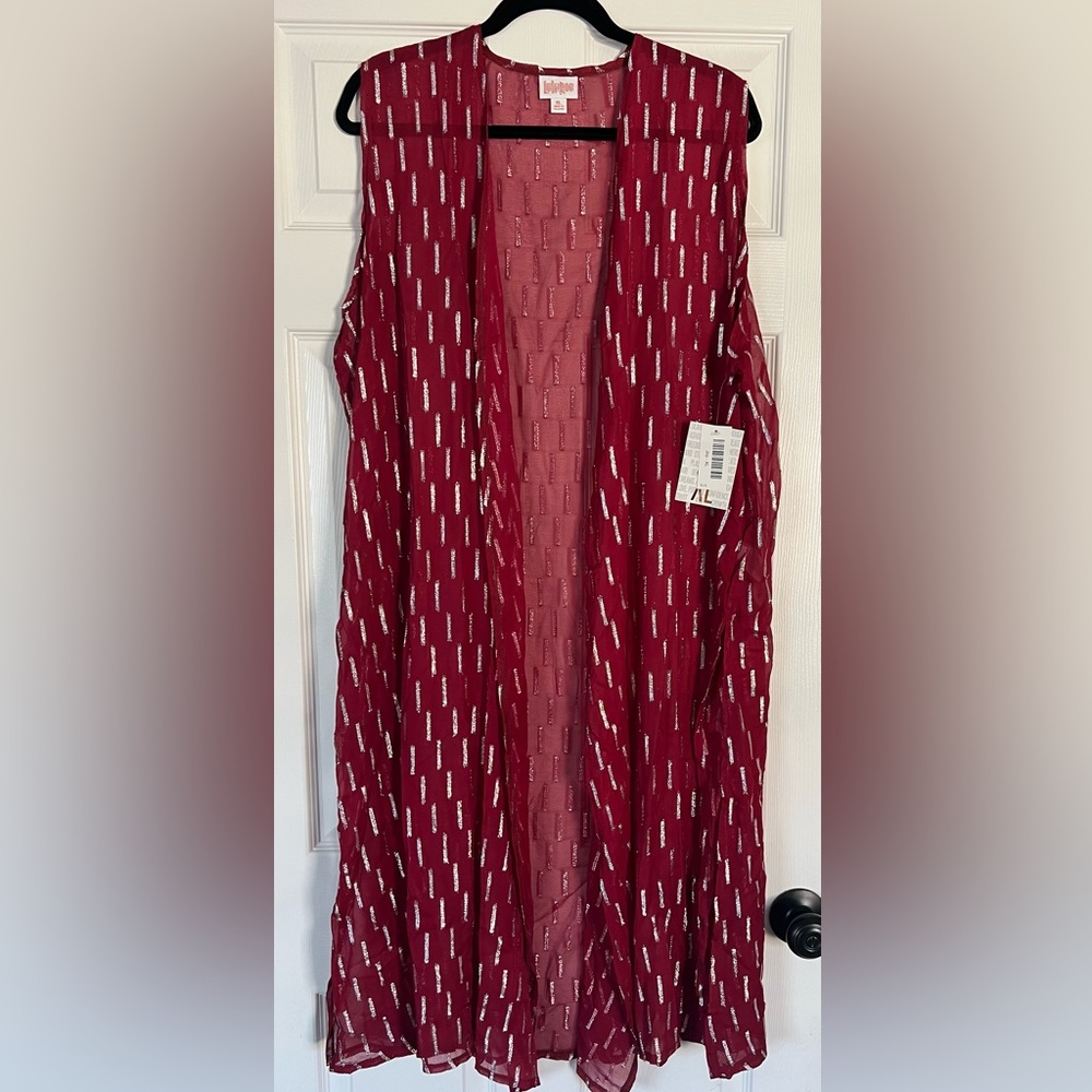Lularoe Joy Red with Silver Stripes